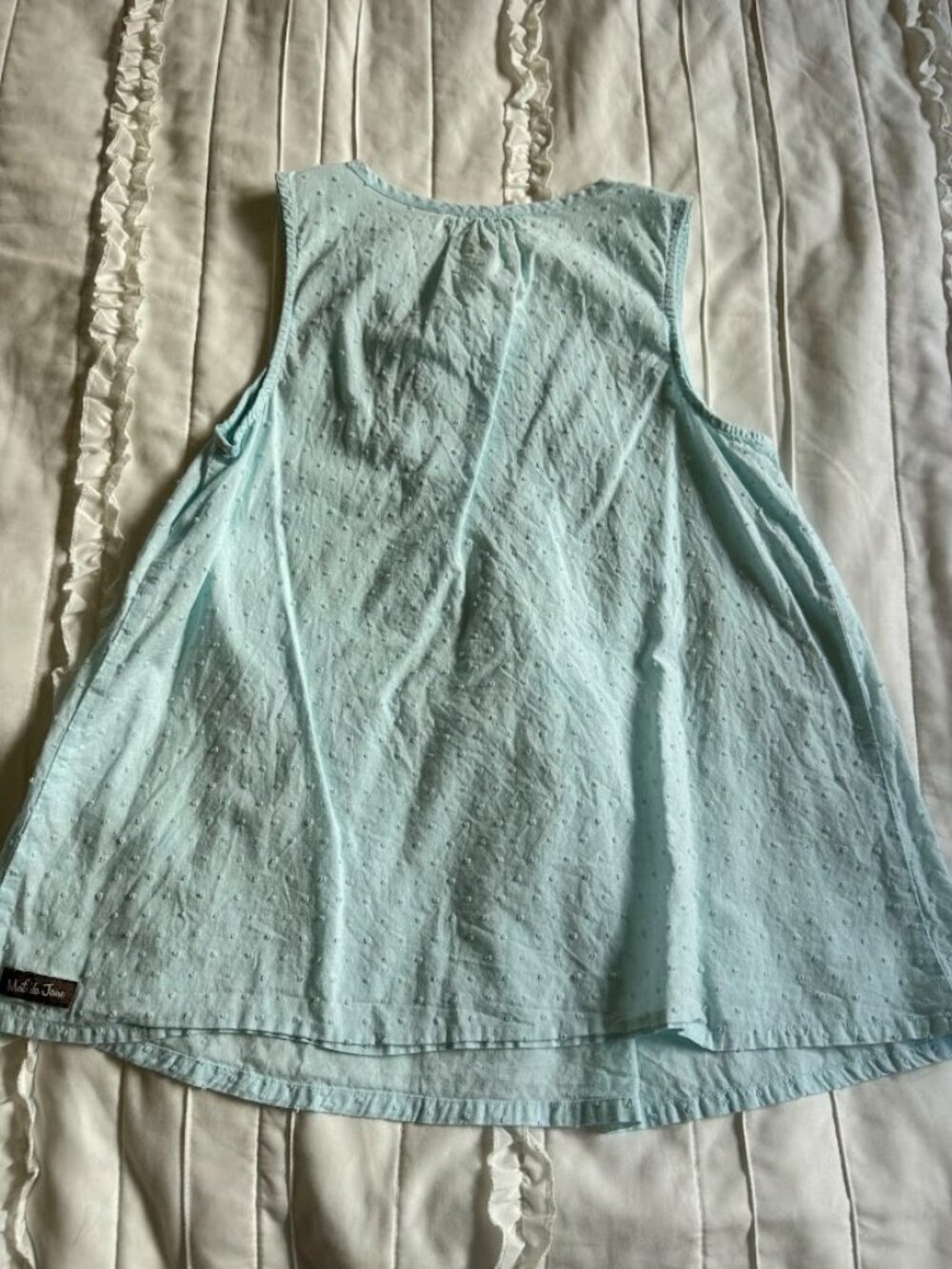 Matilda Jane Clothing Girls Size 12 Swiss Dot Blue Sleeveless Top - Picture 3 of 3